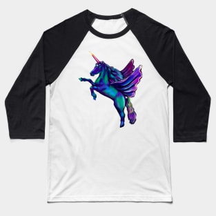 Unicorn - sparkly, glittery, magical, winged unicorn Baseball T-Shirt